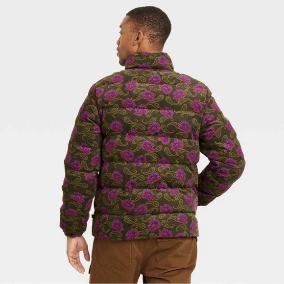 Designer Houston White Adult Floral Paisley Print Puffer Jacket- Men’s Large - Picture 2 of 3
